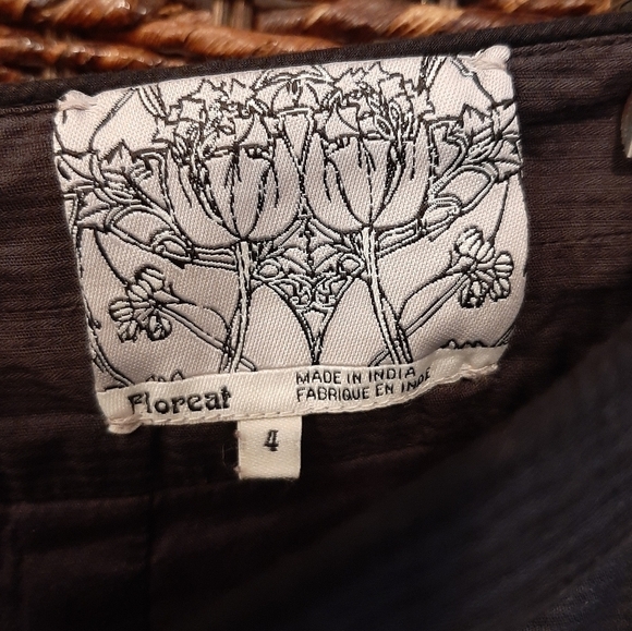 Anthropologie Floreat Size 4 Fennel Flower Embroidered Floral Pencil Skirt Black - Picture 9 of 11